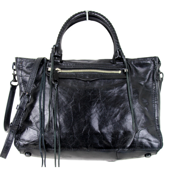 Rebecca Minkoff Handbags - REBECCA MINKOFF CRINKLE BLACK GENUINE LEATHER XBODY SATCHEL HANDBAG SHOULDER BAG